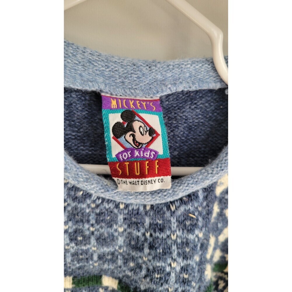 Vintage Mickey & Minnie Mouse Disney Knit Sweater L USA Made 90s Patchwork - Picture 3 of 6